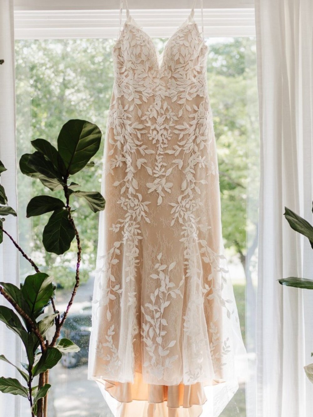 Stella York 7312 ivory lace fit-and-flare wedding gown